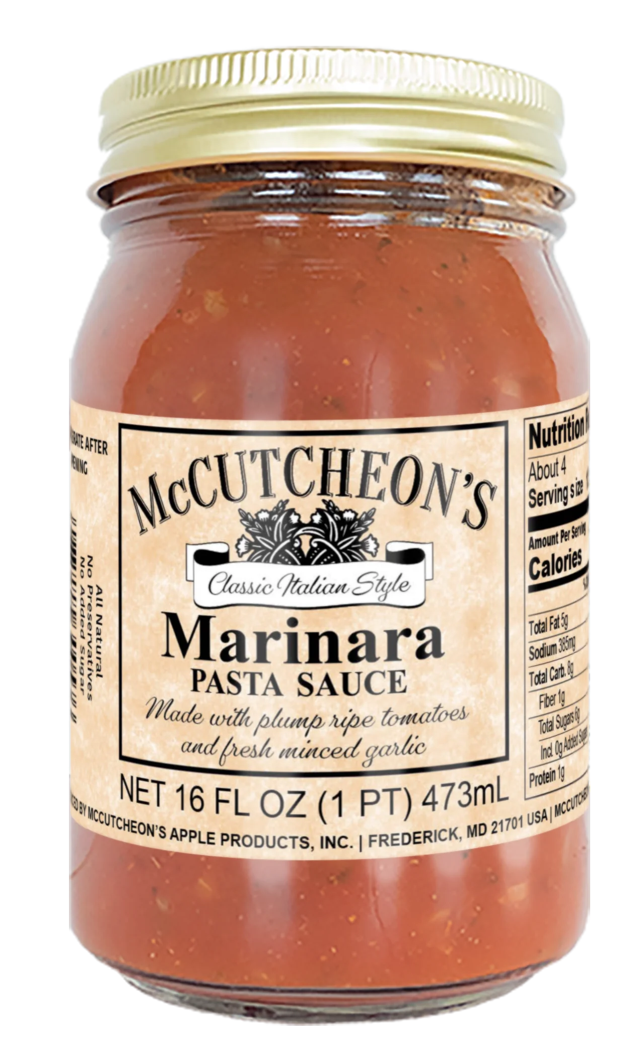 16oz Jar of McCutcheon's Marinara Pasta Sauce