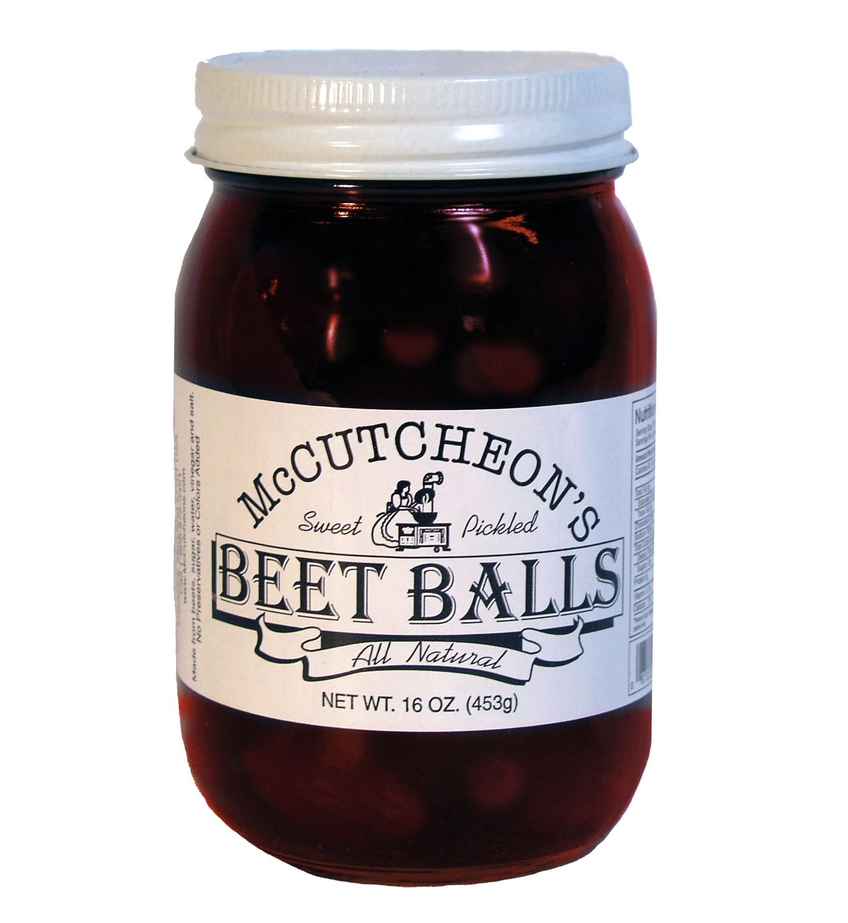 A large sixteen ounce jar of beet balls