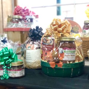 A variety of gift baskets on a table