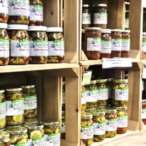 Pickled products on a shelf